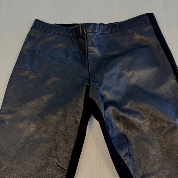 Tart Womens XS Black Lamb Leather Front Ponte Knit Leggings Ankle Zip Moto Pants - Picture 2 of 13